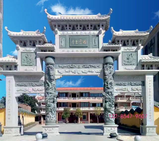 村口牌坊特色构建造型与石雕大门批发图片