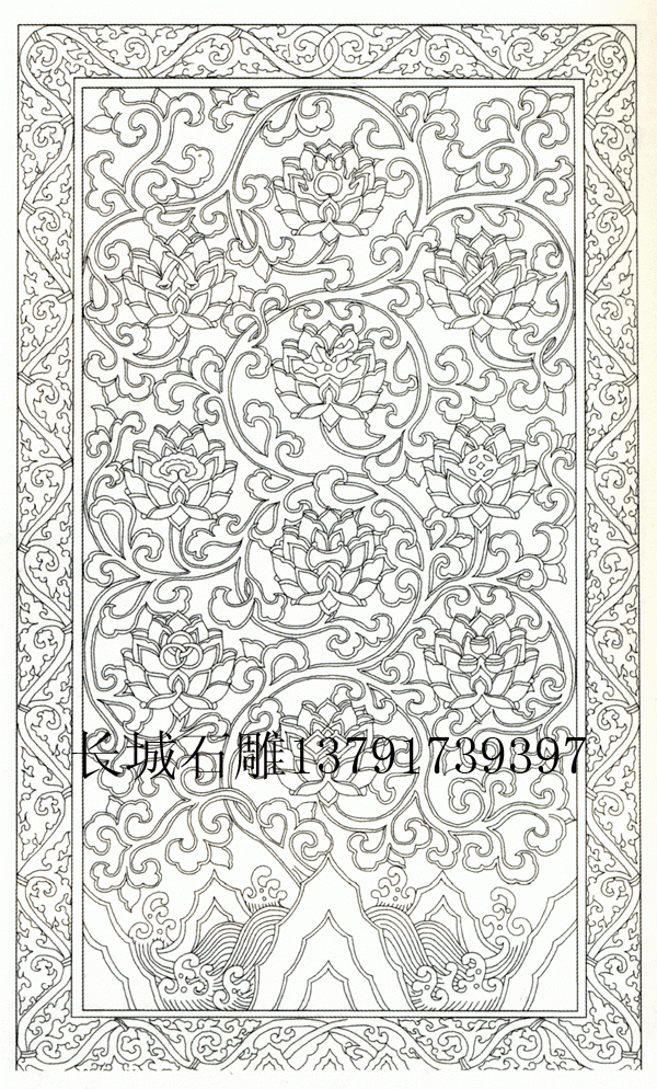 寺院石雕常用图案，宝相纹御道雕刻图案