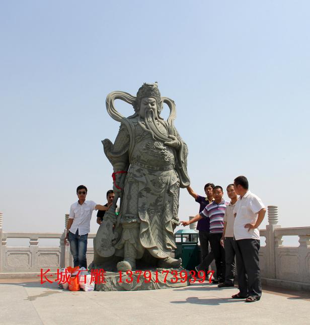 石雕关公，武财神关羽雕塑，雕刻
