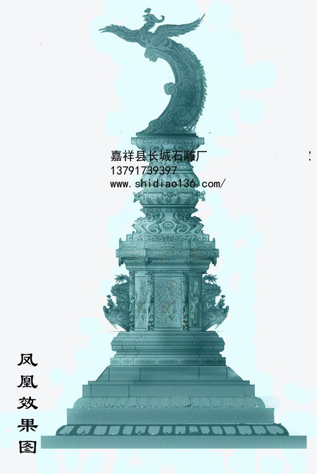 石雕凤凰雕刻是祥瑞的象征，凤凰和龙、麒麟、龟都是吉祥的灵兽，尤其是凤凰和龙是我们华夏民族的两大图腾